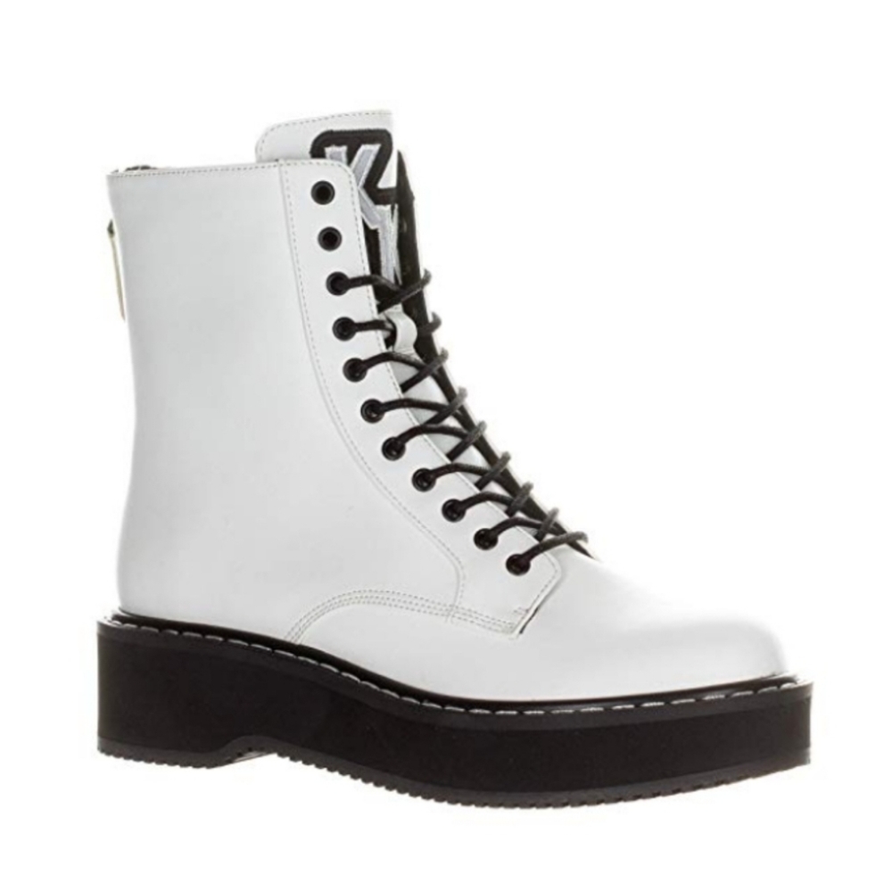 Kendall & Kylie Hunt White Lace-Up Combat Boots Size 7M